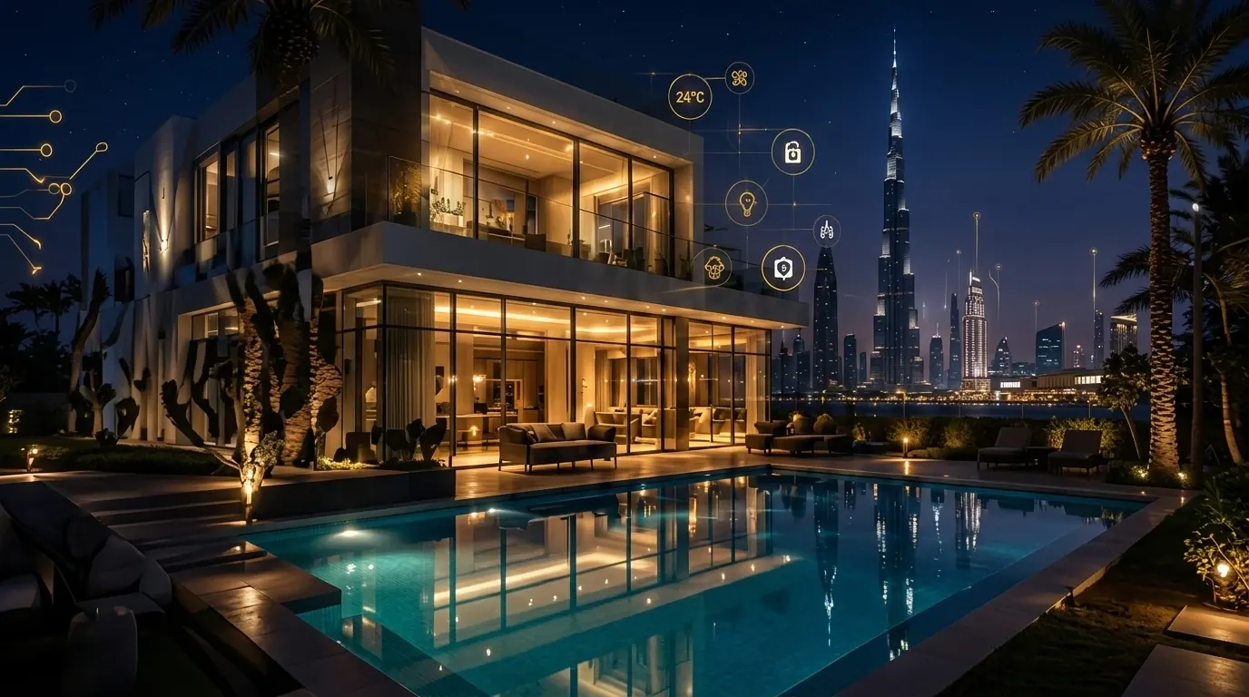 Saqr Living Technologies Luxury Villa with Dubai Skyline