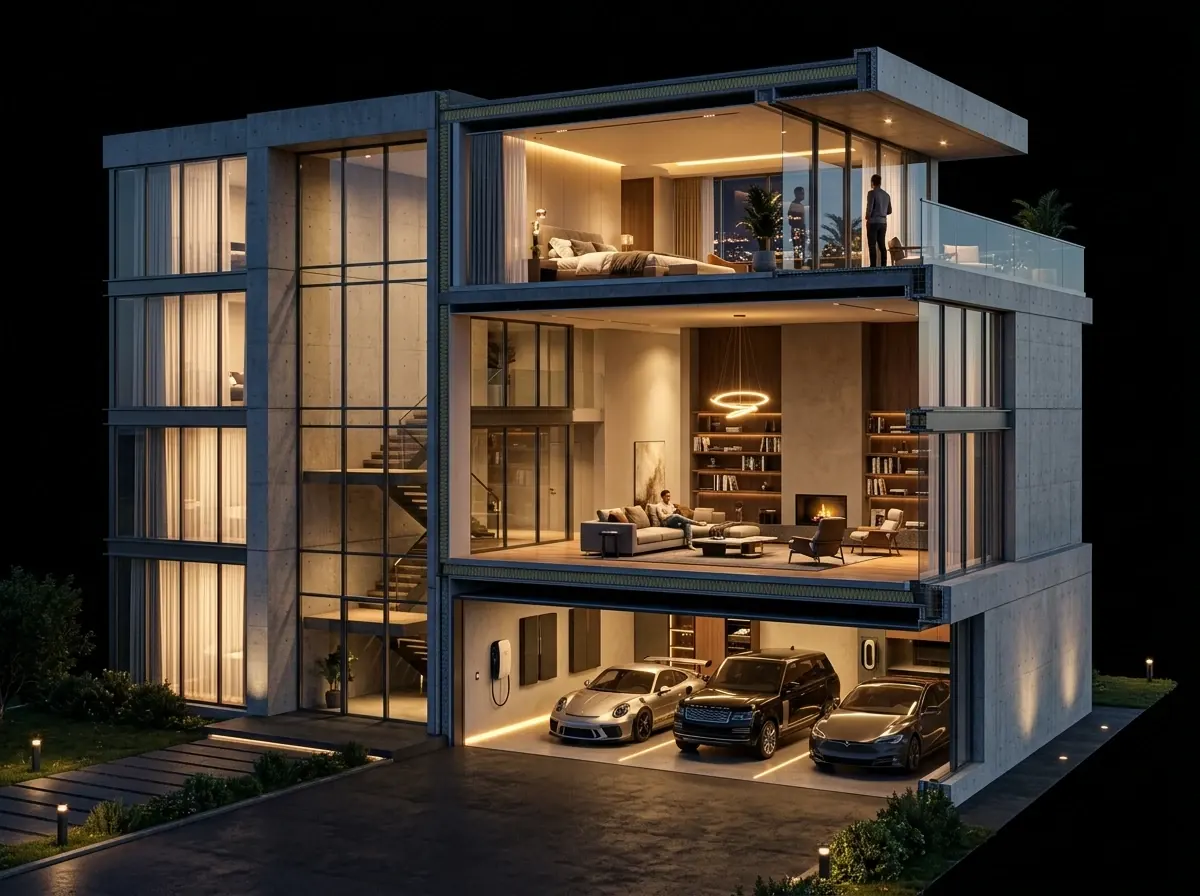 Saqr Living 3D Smart Villa Cutaway with Connected Systems